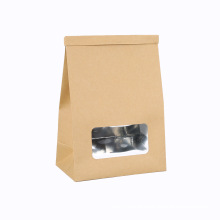 Window Aluminum Bread Kraft Paper Packaging Bag Food Paper Bag Square Bottom